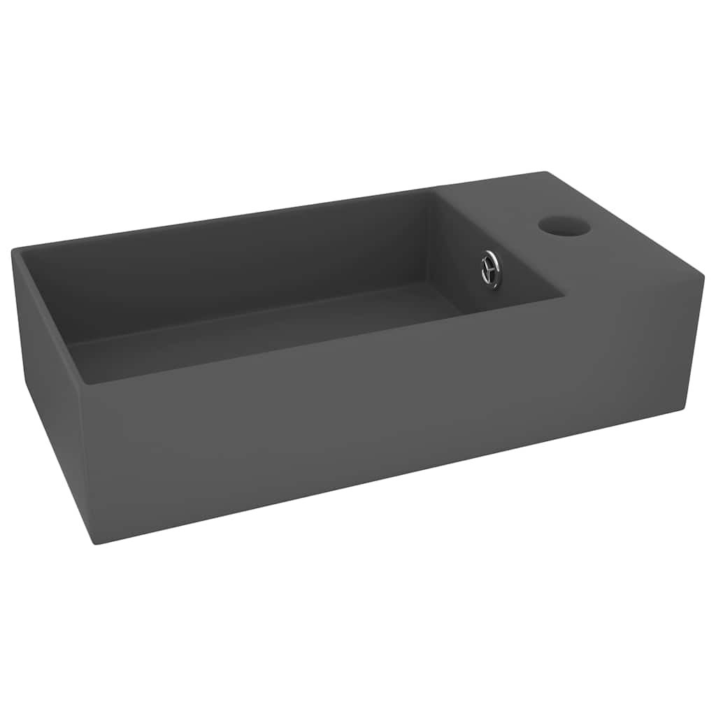 Umywalka Nablatowa Ceramiczna Szara do Łazienki 48 cm