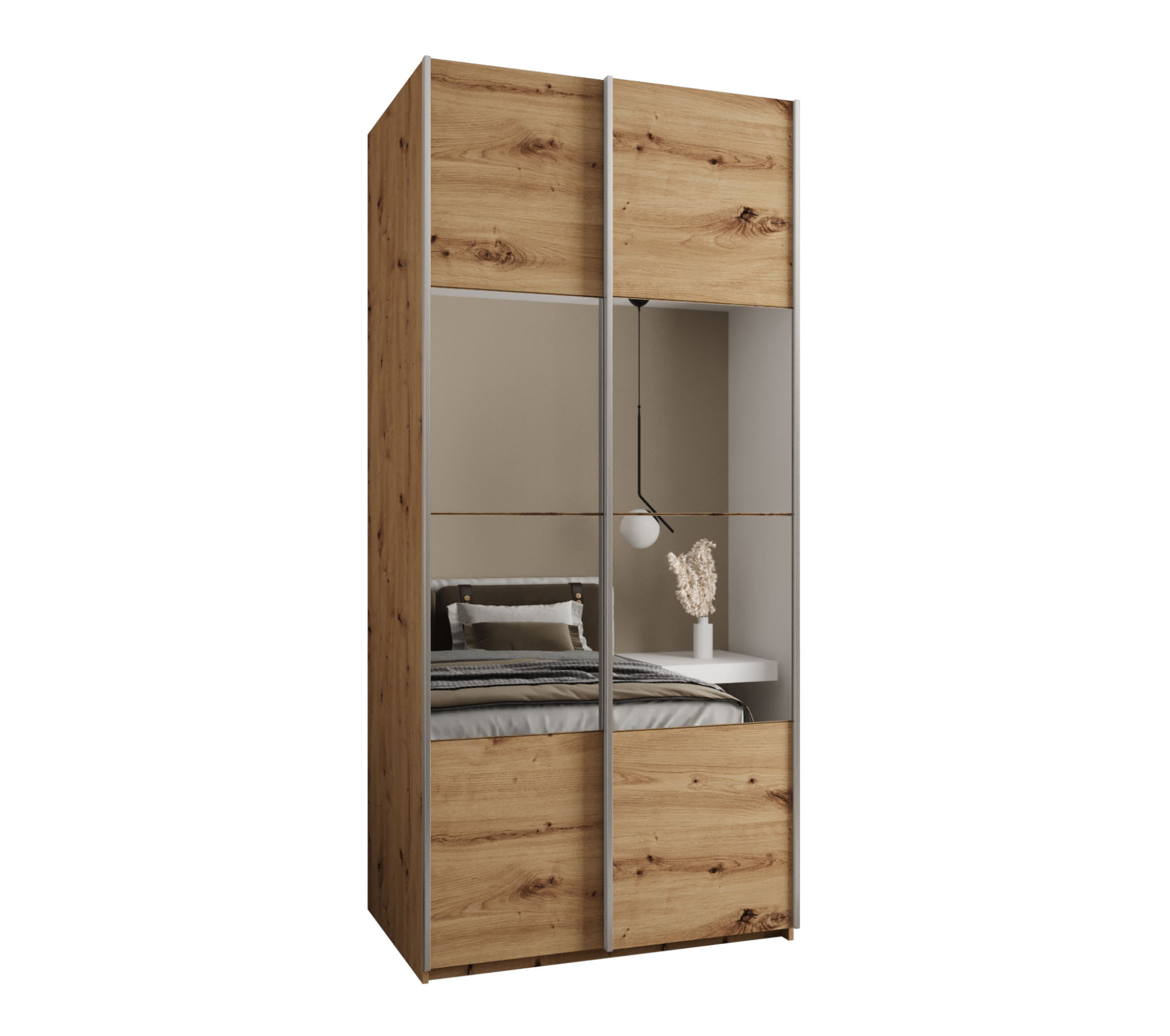 Szafa przesuwna wysoka Lux 4 110 x 64 x 245,5 cm artisan + artisan + u. srebrny - Abiks Meble