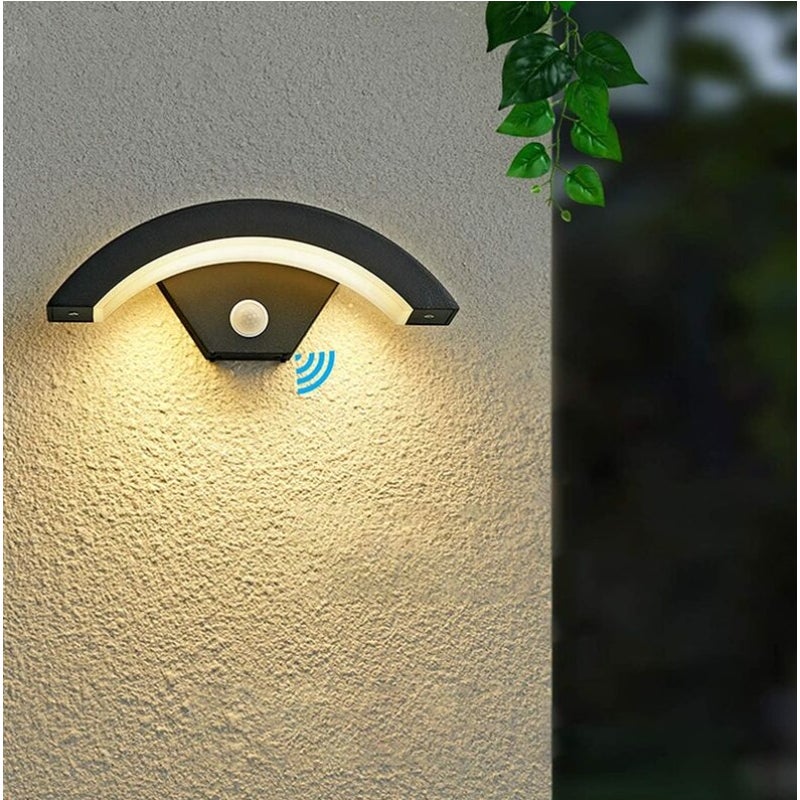 Lampa ścienna LED zewnętrzna z czujnikiem ruchu, szary antracyt 18W, lampa zewnętrzna z aluminium IP65, lampa zewnętrzna do willi, na werandę.