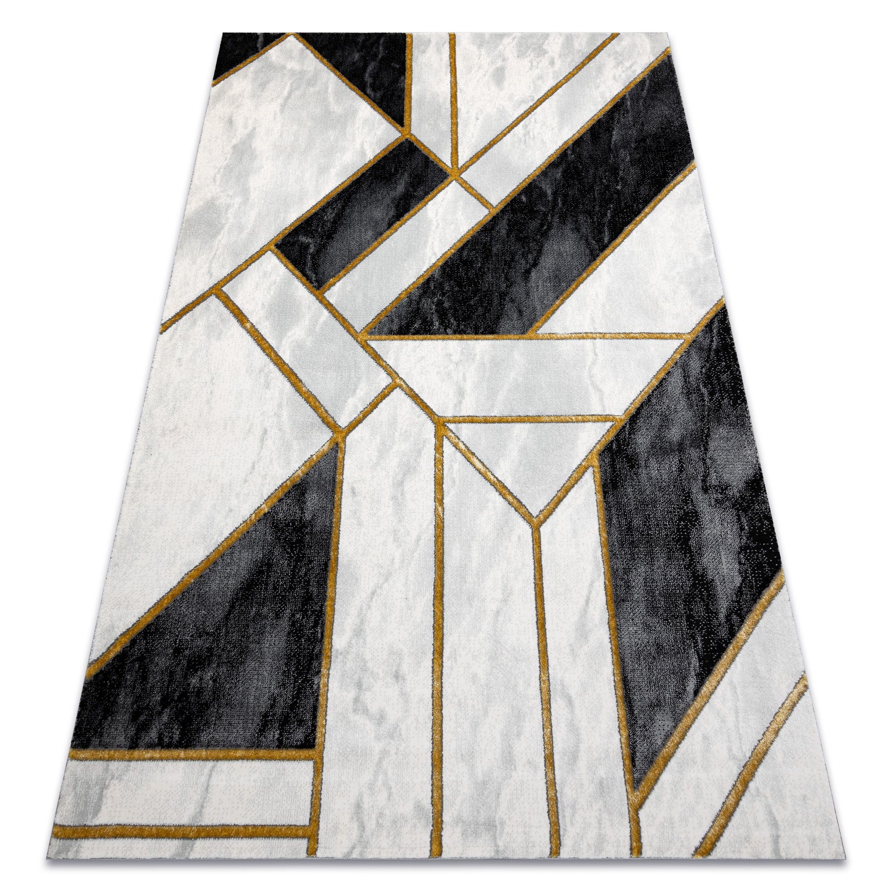 Dywan EMERALD ekskluzywny 1015 glamour, stylowy marmur, geometryczny czarny / złoty 240x330 cm