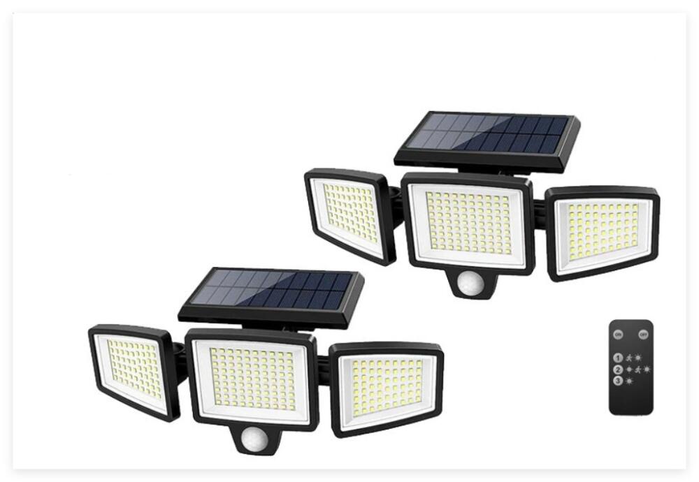 [Zestaw 2 szt.] Mocne lampy solarne zewnętrzne - 304LED Reflektor solarny zewnętrzny z czujnikiem ruchu, oświetlenie szerokokątne 320°