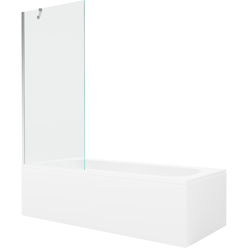 Mexen Vega wanna prostokątna 180 x 80 cm z obudową i parawanem 1-skrzydłowym 80 cm, transparent, chrom - 550118080X9508000001