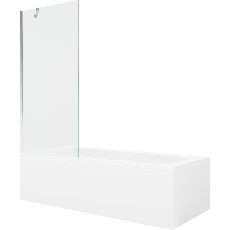 Mexen Vega wanna prostokątna 180 x 80 cm z obudową i parawanem 1-skrzydłowym 80 cm, transparent, chrom - 550118080X9508000001