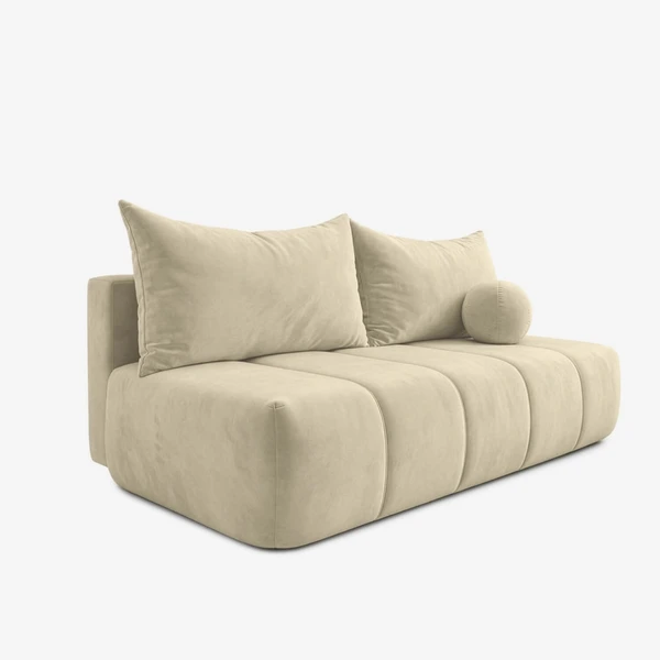 Sofa Rozkładana Kanapa z Funkcją Spania Dwuosobowa Do Salonu Kremowa SARIA