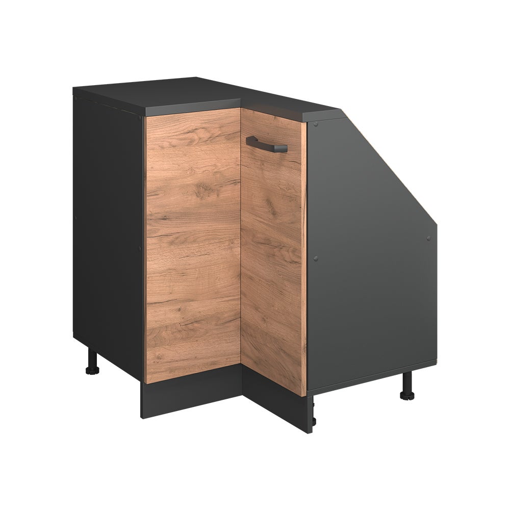 Vicco Szafa skosna Szafka narożna Rion, Złoty dąb power/antracyt, 75.6 x 81.6 cm z 1 drzwiami