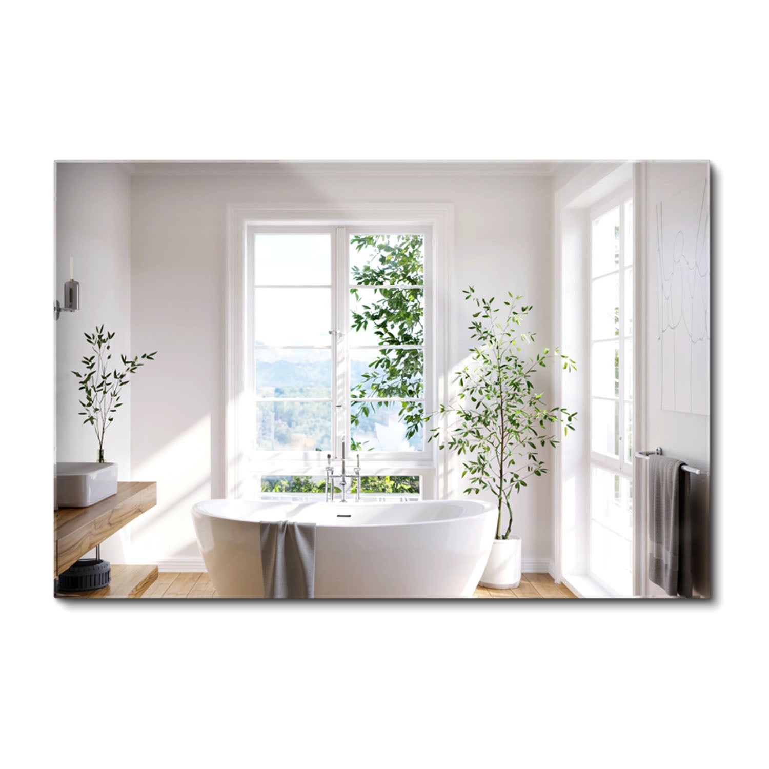 Lustro prostokątne ścienne 60 cm x 40 cm nowoczesne, dekoracyjne lustro bez ramy do przedpokoju lub łazienki – ArtPrintCave