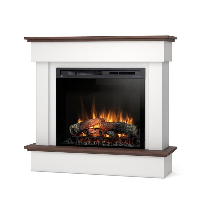 Kominek elektryczny ścienny 28" XHD 1400W LED efekt ognia biały mat, ciemny dąb Warmtec Tormes