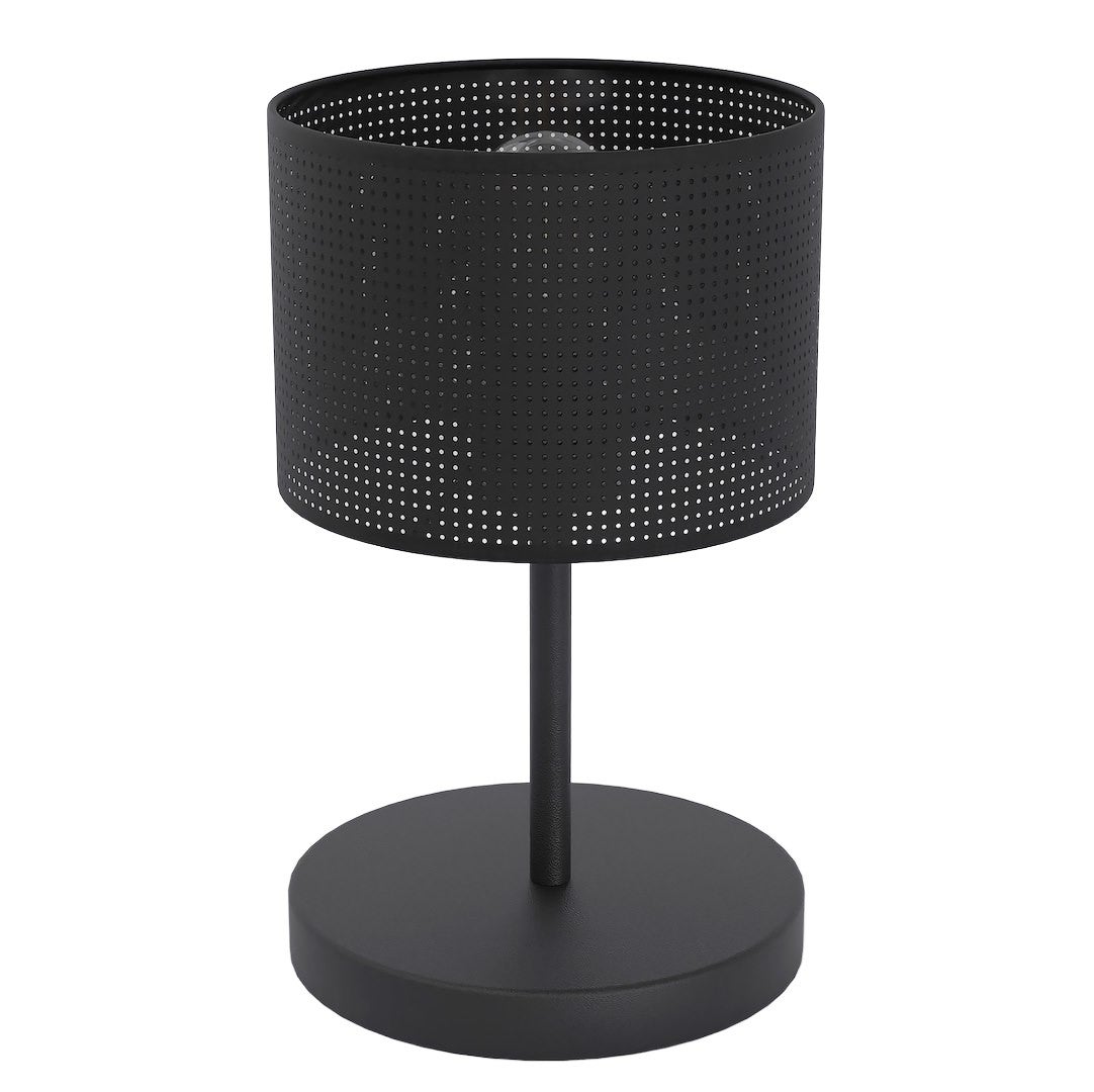 Lampa stołowa cylindryczny abażur LUX 1xE27x15W metal czarna wym:33x20x20cm IP20 Emibig