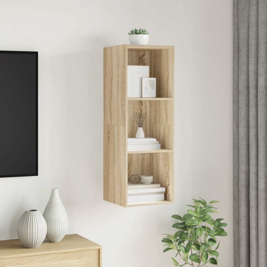 Wisząca szafka pod TV, kolor dąb sonoma, 37x37x107 cm