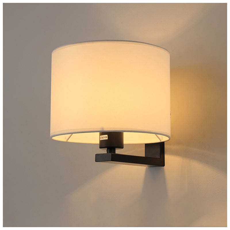 Lampa ścienna z kloszem z tkaniny, nowoczesne lampy ścienne, ścienna lampa nocna, lampa ścienna z gniazdem E27, oświetlenie dekoracyjne