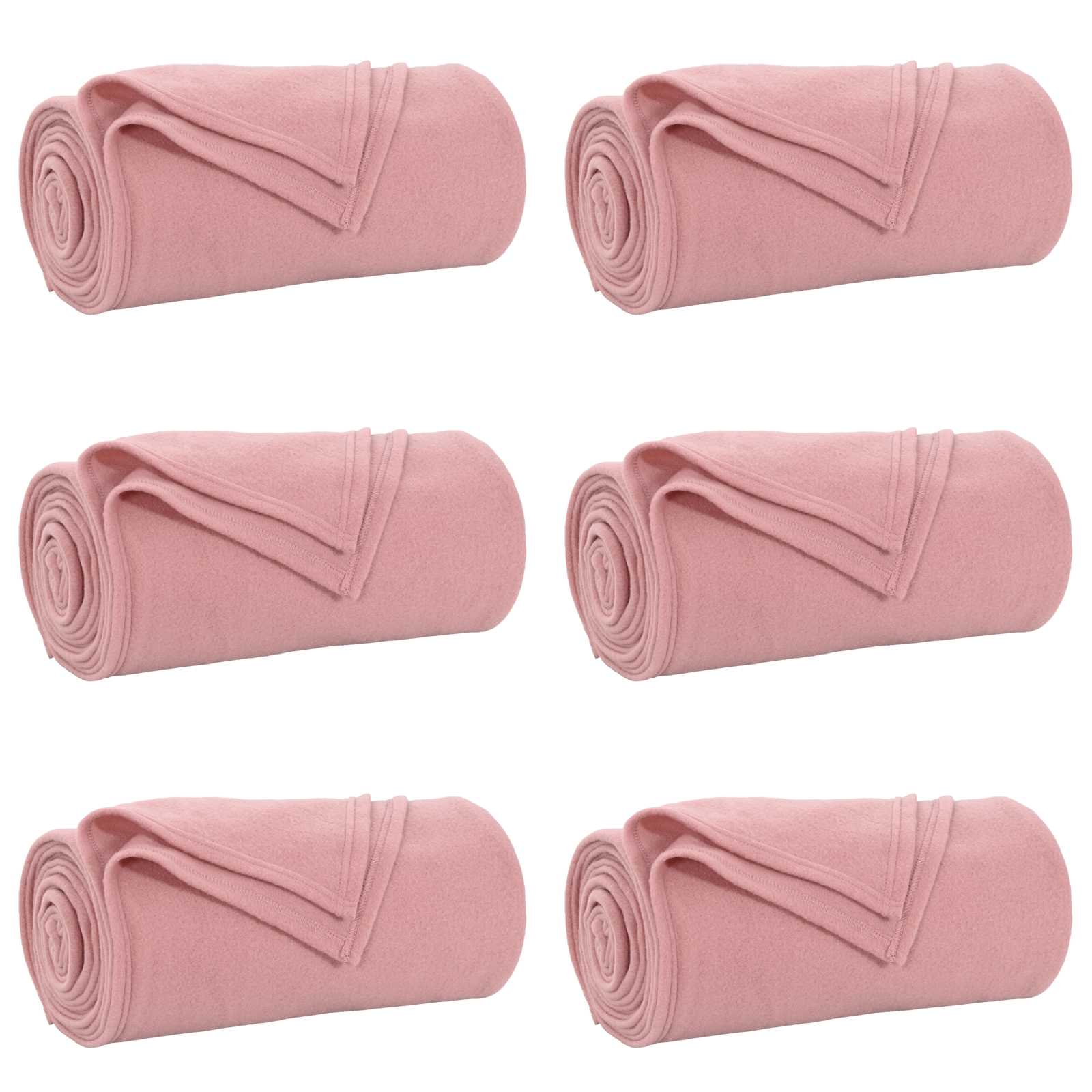 6x Koc Polarowy Narzuta na Łóżko 220x240 cm 140 g/m² Różowy