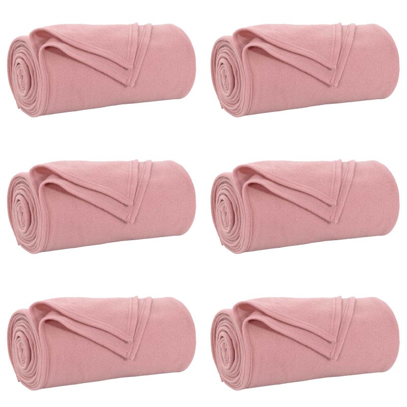 6x Koc Polarowy Narzuta na Łóżko 220x240 cm 140 g/m² Różowy