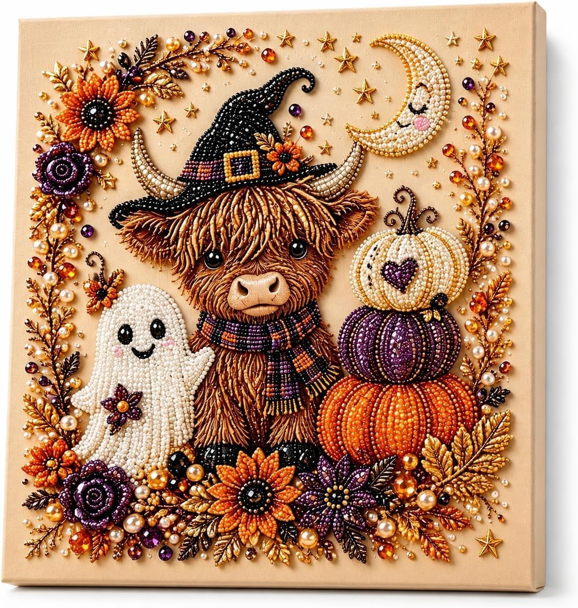 Zestaw do majsterkowania na Halloween (malowanie diamentowe) – jesienna dekoracja ścienna DIY – wzór cielęcy
