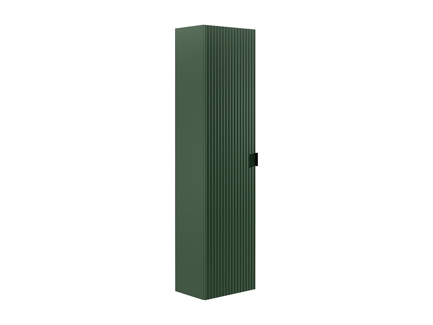 Wisząca prążkowana szafka łazienkowa - Matowa zieleń - wys. 140 cm - ZEVINI