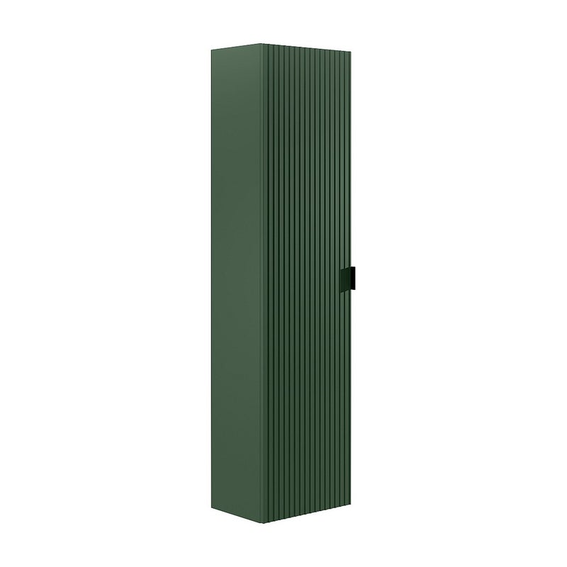 Wisząca prążkowana szafka łazienkowa - Matowa zieleń - wys. 140 cm - ZEVINI