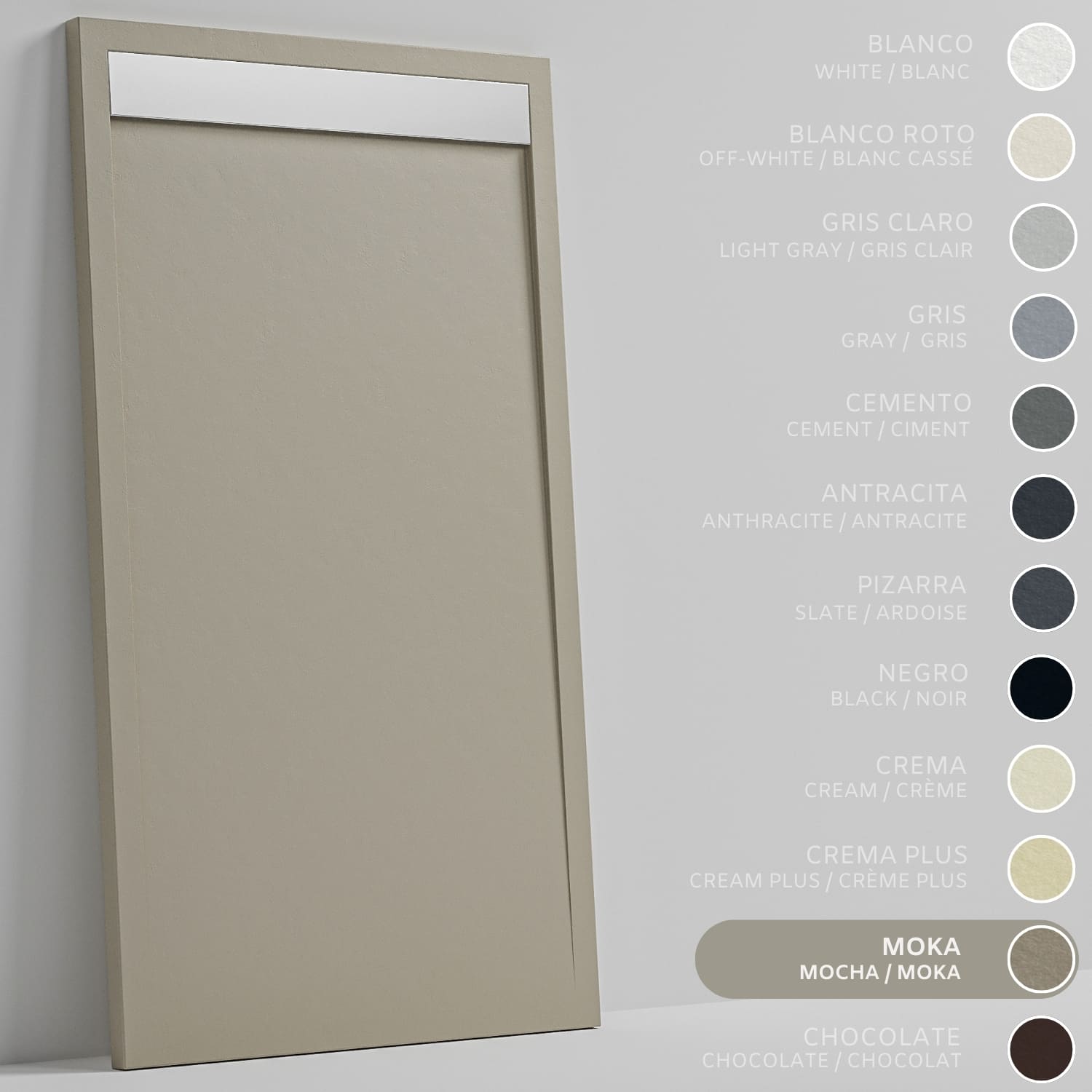 SOULHOME Brodzik prysznicowy– Żywica– Gel Coat– Gładka/Kamienna tekstura – Antypoślizgowy – Moka- 150x80- Niski 3cm– Ruszt INOX