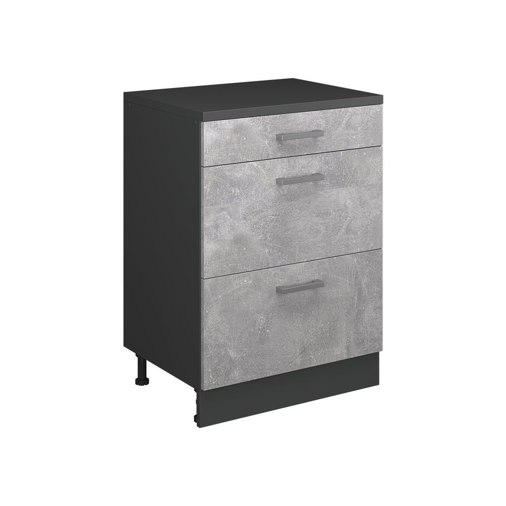 Vicco Komoda rozszerzająca Rion, Beton/Antracyt, 60 x 46 cm bez skosu z 3 szufladami