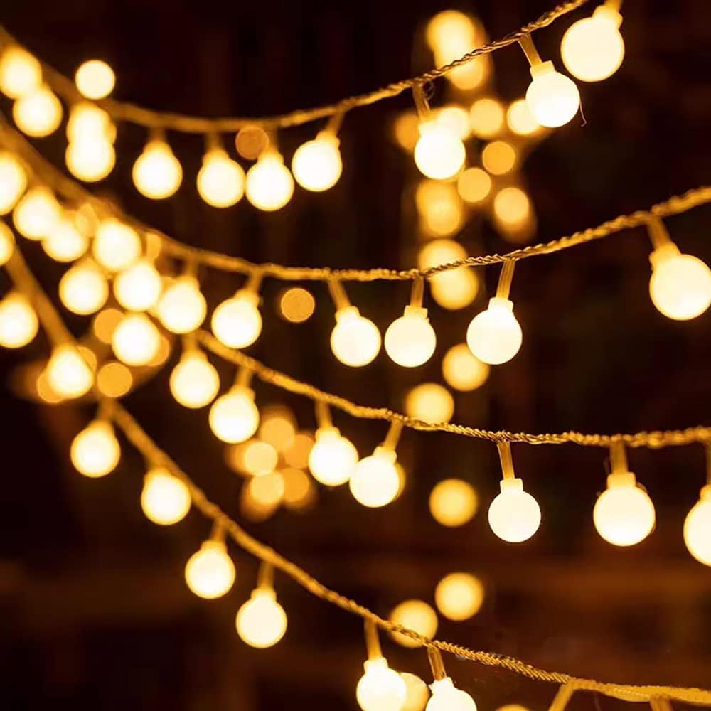 10m 80 LED Girlanda świetlna Kula Ciepła Biel LED na baterie Dekoracja Zewnętrzna i Wewnętrzna, Ślub, Dom, Ogród, Festiwal, Choinka