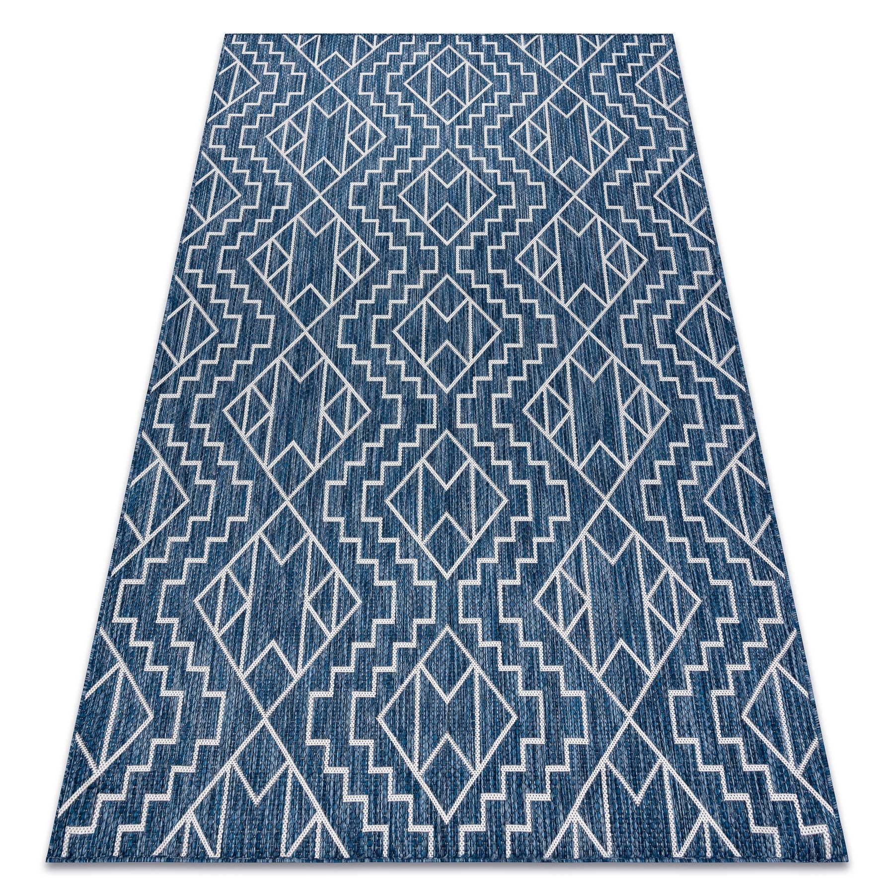 Dywan SZNURKOWY SIZAL SION Geometryczny, Romby 21778 płaskie tkanie granat / ecru 140x190 cm