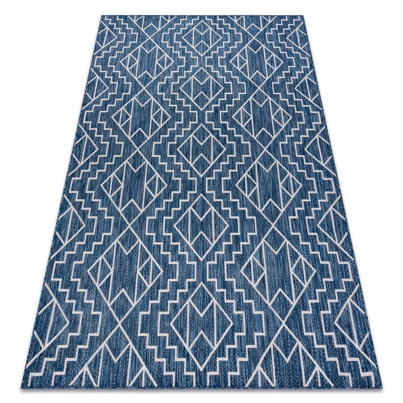 Dywan SZNURKOWY SIZAL SION Geometryczny, Romby 21778 płaskie tkanie granat / ecru 140x190 cm