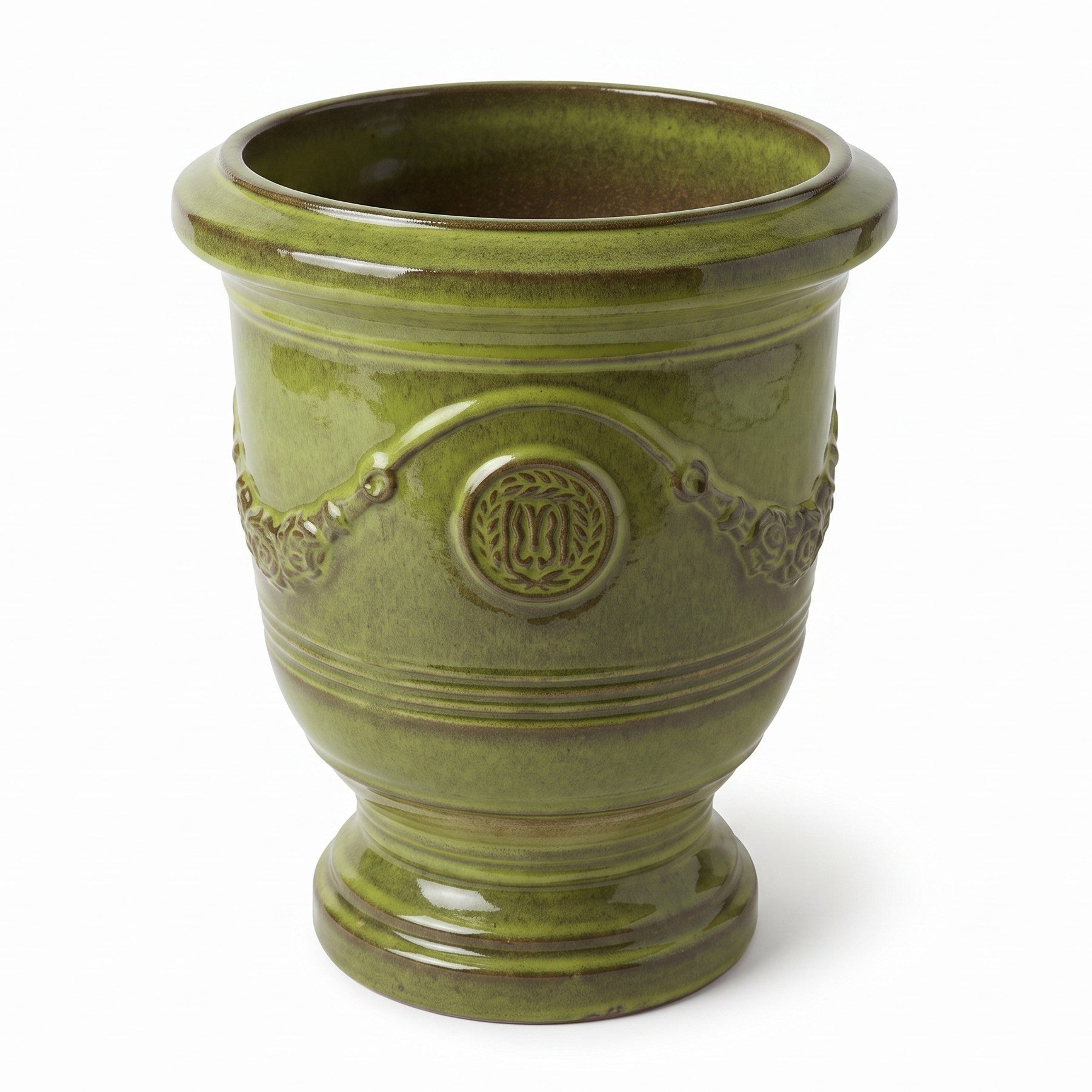 Donica ceramiczna Provencelia RICHELIEU Tropikalna zieleń, sred.46 x H56 cm, mrozoodporna, rękodzieło, szkliwiona