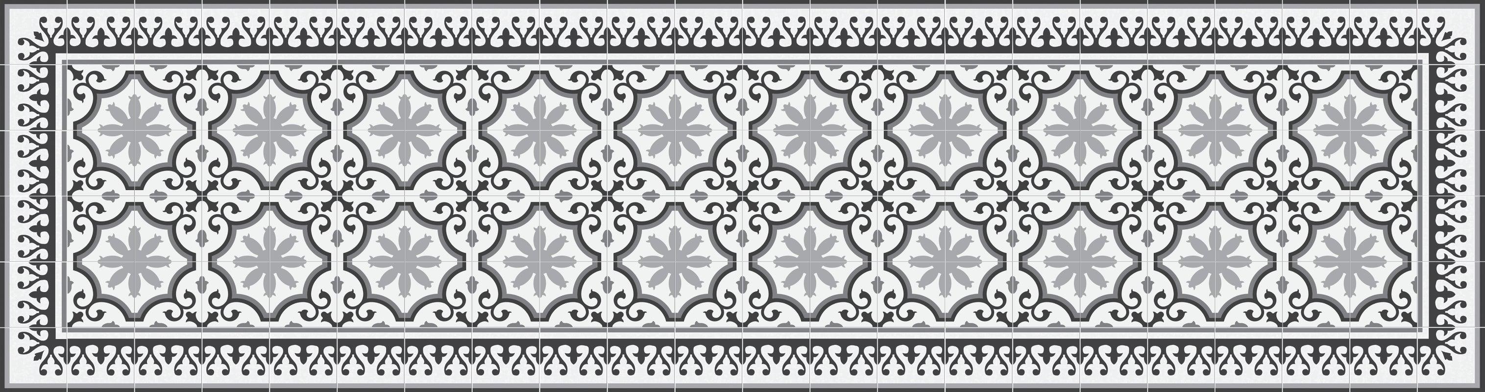 Dywan winylowy Parisian 66x250 cm - antypoślizgowy PVC, winylowy do kuchni lub salonu, zmywalny, styl hydrauliczny, szary