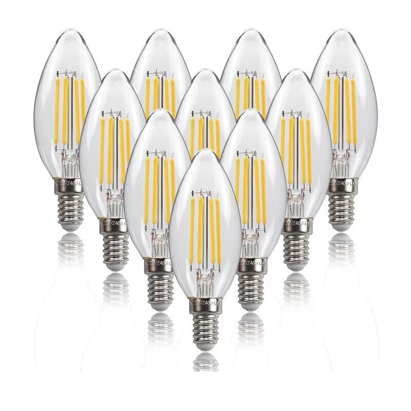 Zestaw 10 żarówek LED C35 z żarnikiem 220 V/240 V 4 W Edison (C35 E14)