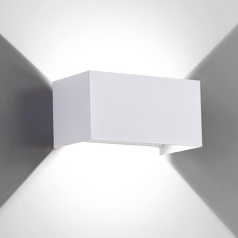 Wodoodporna lampa ścienna IP65, regulowany kąt wiązki, chłodna biel 6000 K, odpowiednia do użytku wewnątrz i na zewnątrz (biała) 24 W