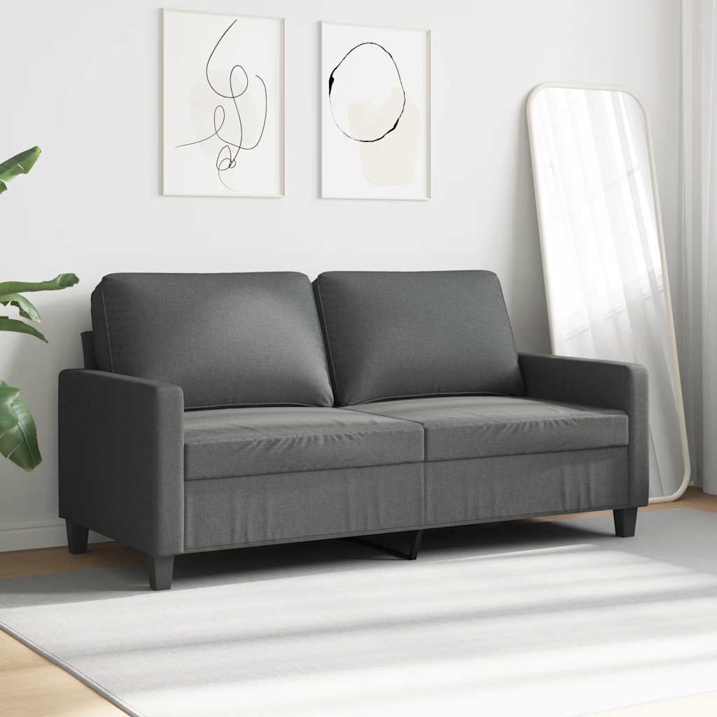 Sofa 2-osobowa, ciemnoszara, 140 cm, tapicerowana tkaniną