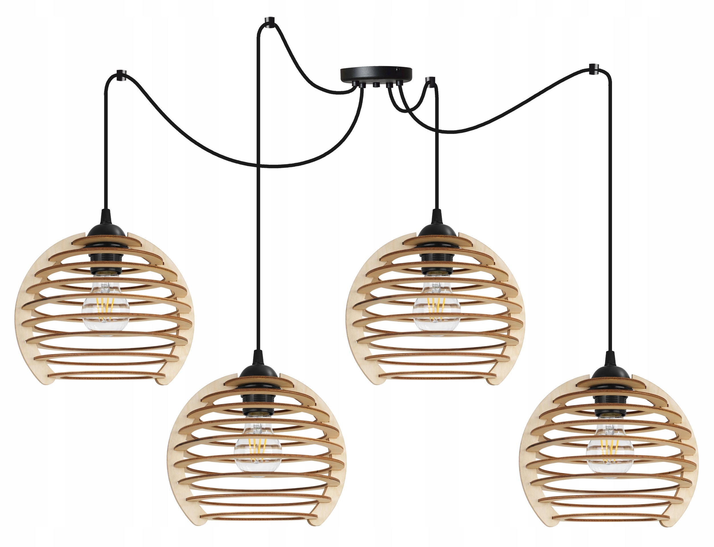 Lampa sufitowe wisząca Light Home LH Spider Timber 4x E27 60W czarny