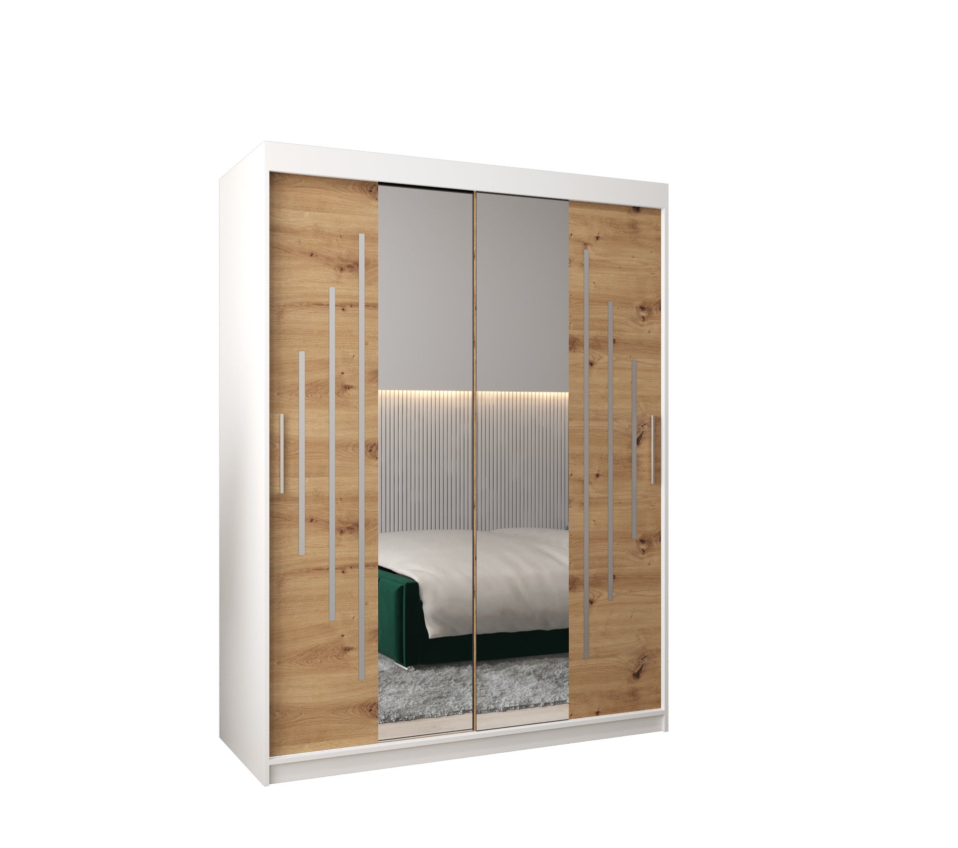 Szafa przesuwna garderoba York 1 150 x 62 x 200 cm Biały + Artisan - Abiks Meble