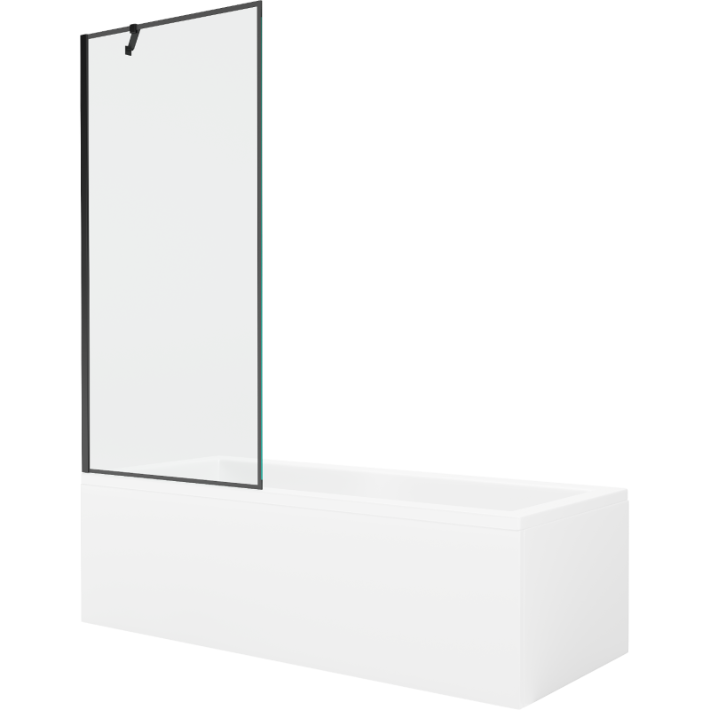 Mexen Cubik wanna prostokątna 160 x 70 cm z obudową i parawanem 1-skrzydłowym 80 cm, czarny wzór - 550316070X9508007070