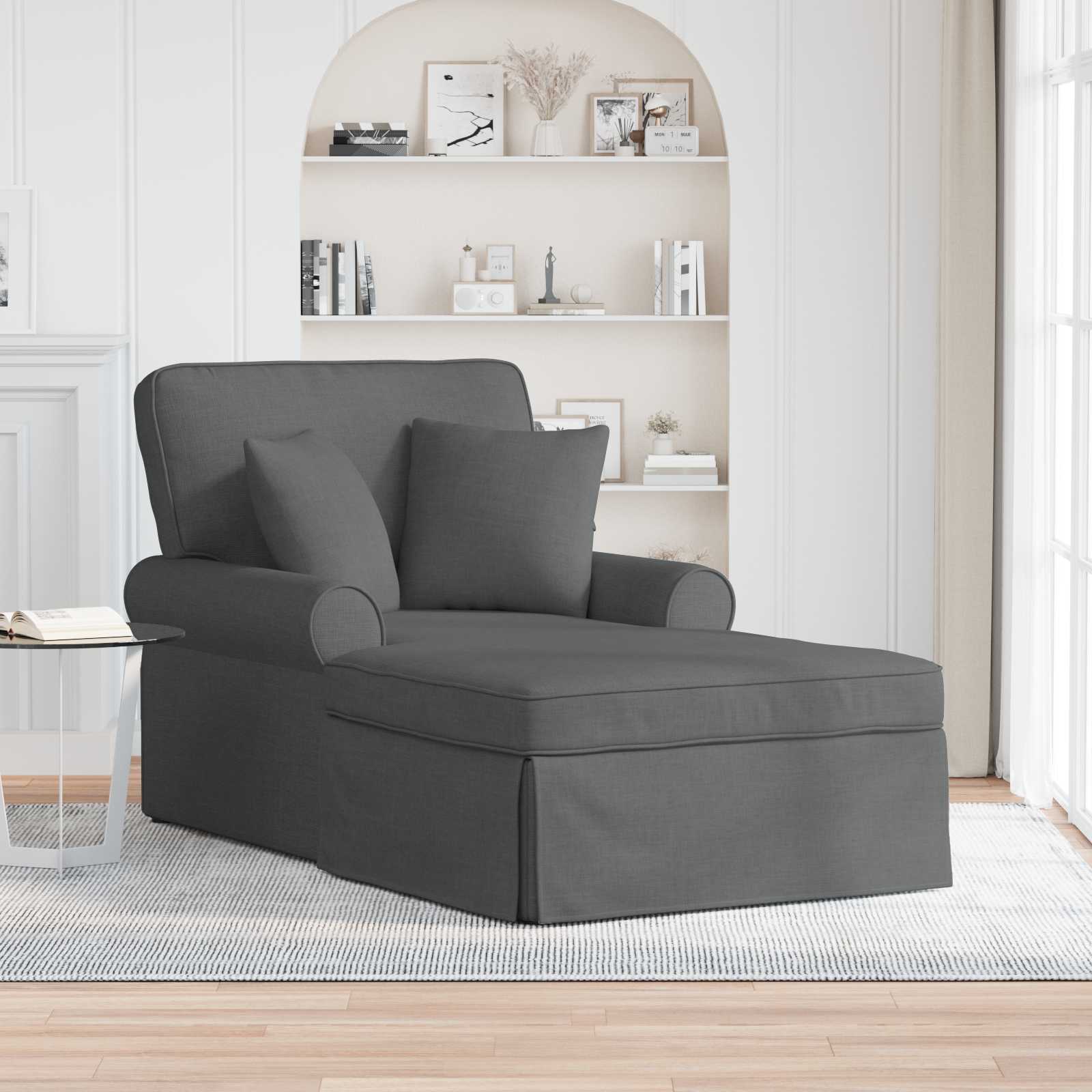 Chaise Lounge z Fartuszkiem 3 pcs Ciemnoszary tkanina vidaXL