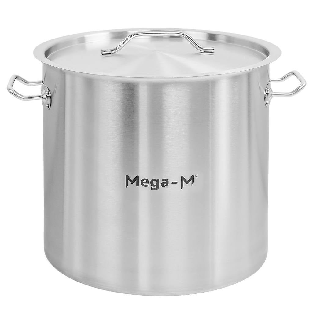 Garnek nierdzewny wysoki z pokrywą Mega-M STANDARD 25 L - doskonały do zup, sosów i dań jednogarnkowych