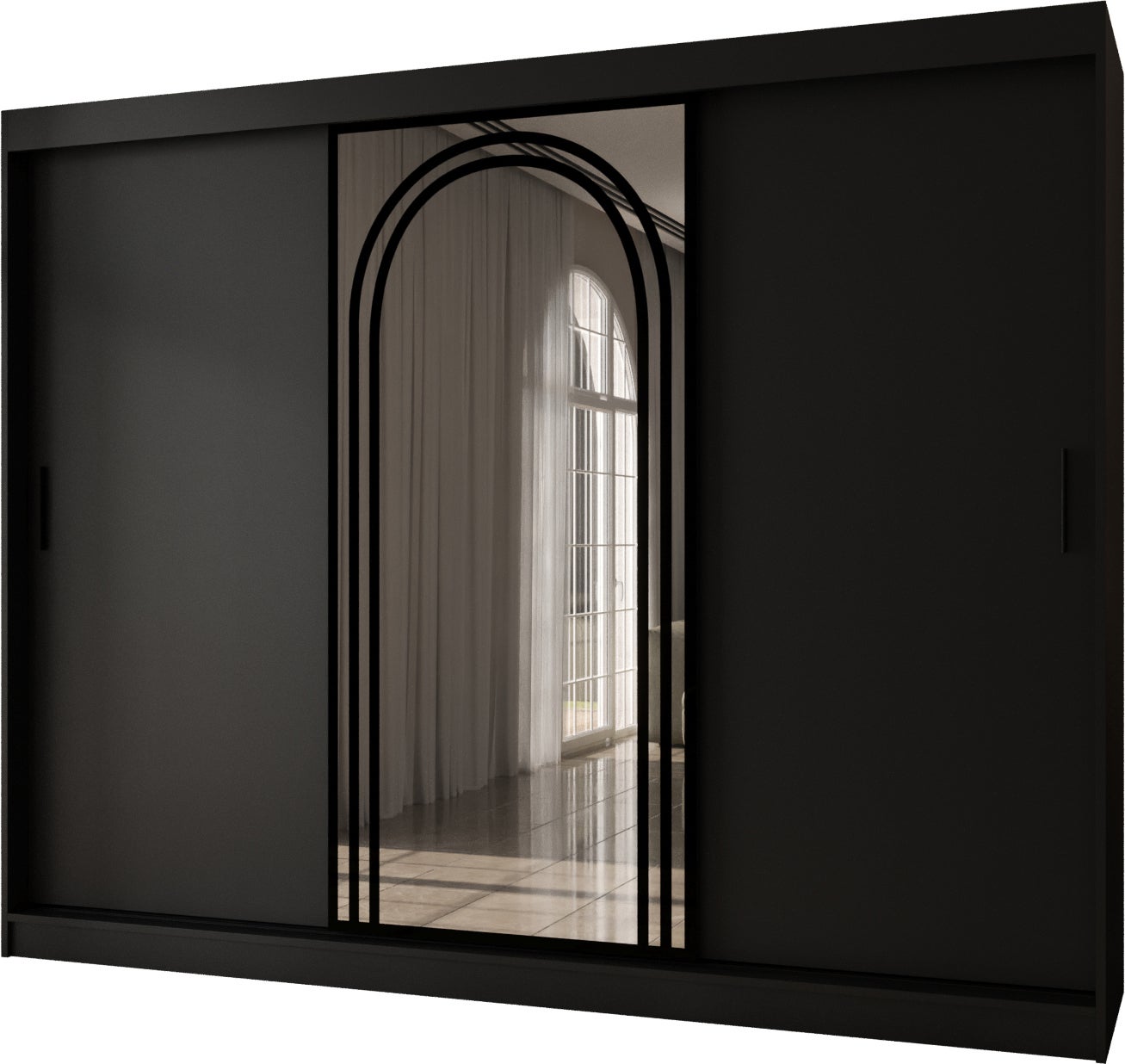 Szafa przesuwna z lustrem VIGO 250 x 62 x 200 czarny + u. czarny