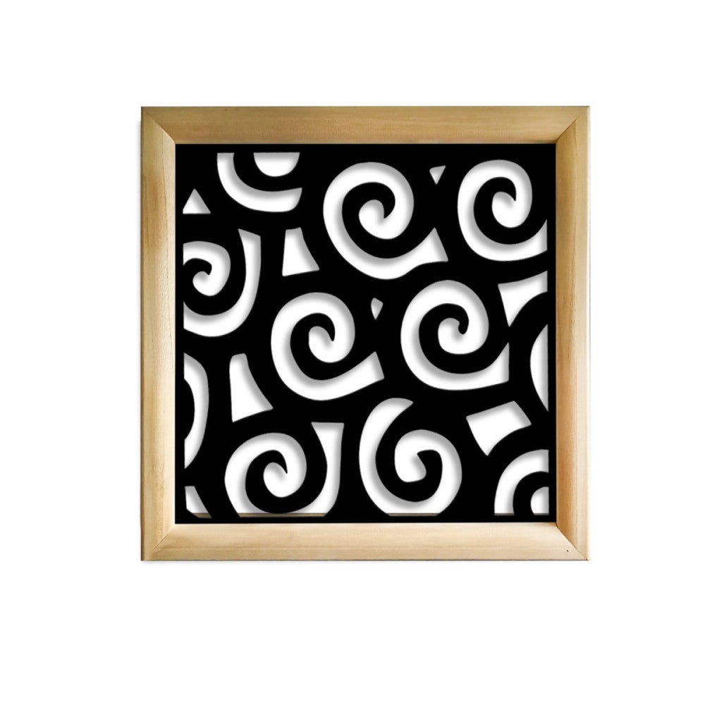 RICCI - Kwadratowe moduły dekoracyjne z drewna i PVC - Rozmiar 73x73 cm - Grubość 64 mm - Kolor wewnętrzny CZARNY