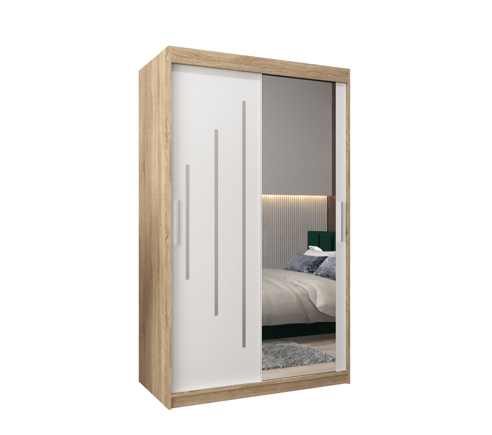 Szafa przesuwna garderoba York 2 120 x 62 x 200 cm Sonoma + Biały - Abiks Meble
