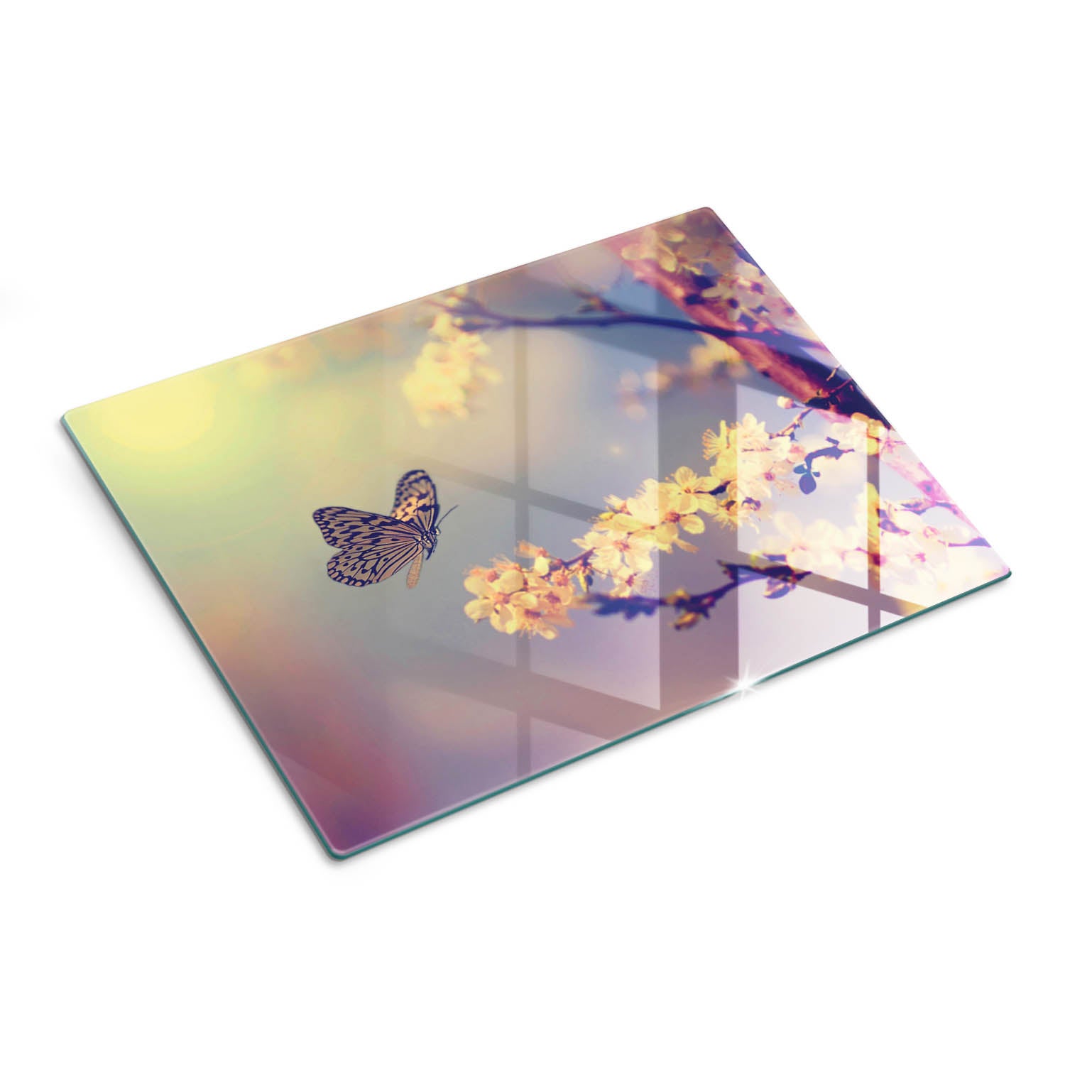 Deska szklana do krojenia i ochrony blatu z nadrukiem - Motyl - 30x40 - Tulup