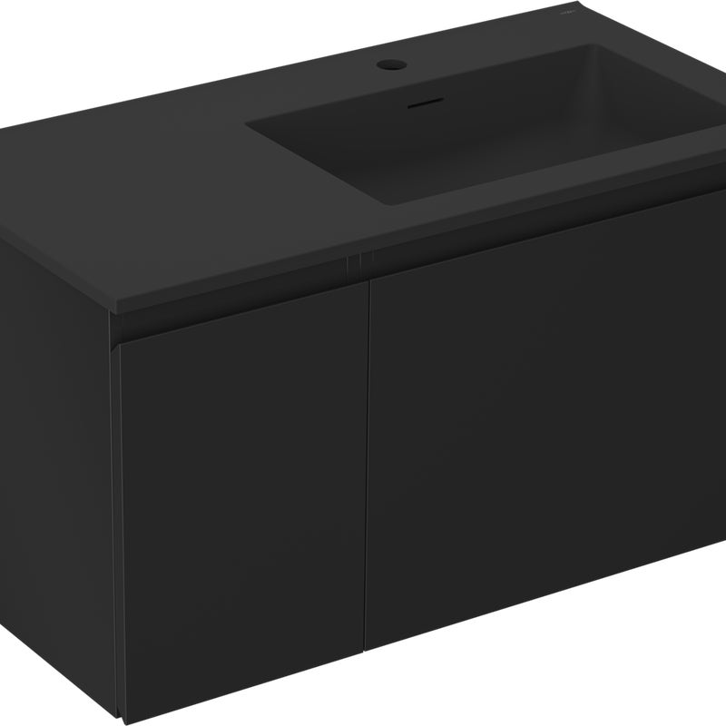 Mexen Orio szafka łazienkowa 90 cm z umywalką Otis prawą, 1S, 1D, czarna mat - 91A13-09047-3-BBFF71-W18P71