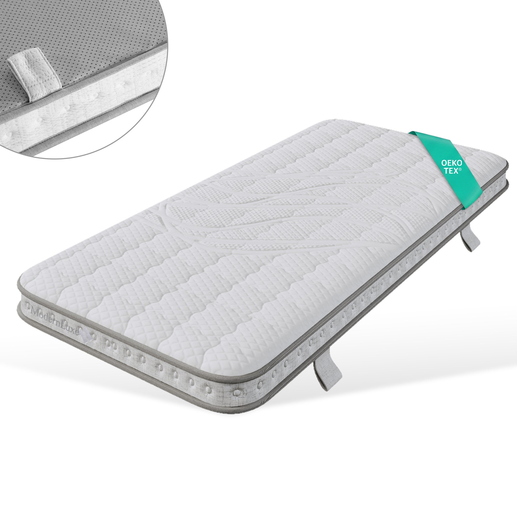Materac sprężynowy 90 x 190 cm - Poziom H3 - sprężyny pakowane indywidualnie w 7 strefach - zawiera piankę zimną - rolowany - Biały