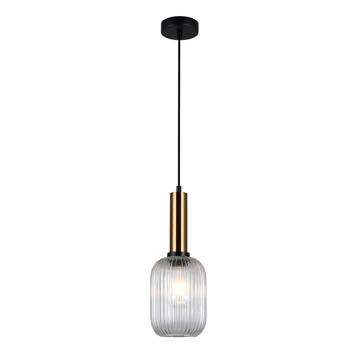 Lampa sufitowa wisząca Antiola czarna-mosiądz 1xE27x40W nowoczesna wym: 113 x 15 x 15 cm szkło Italux
