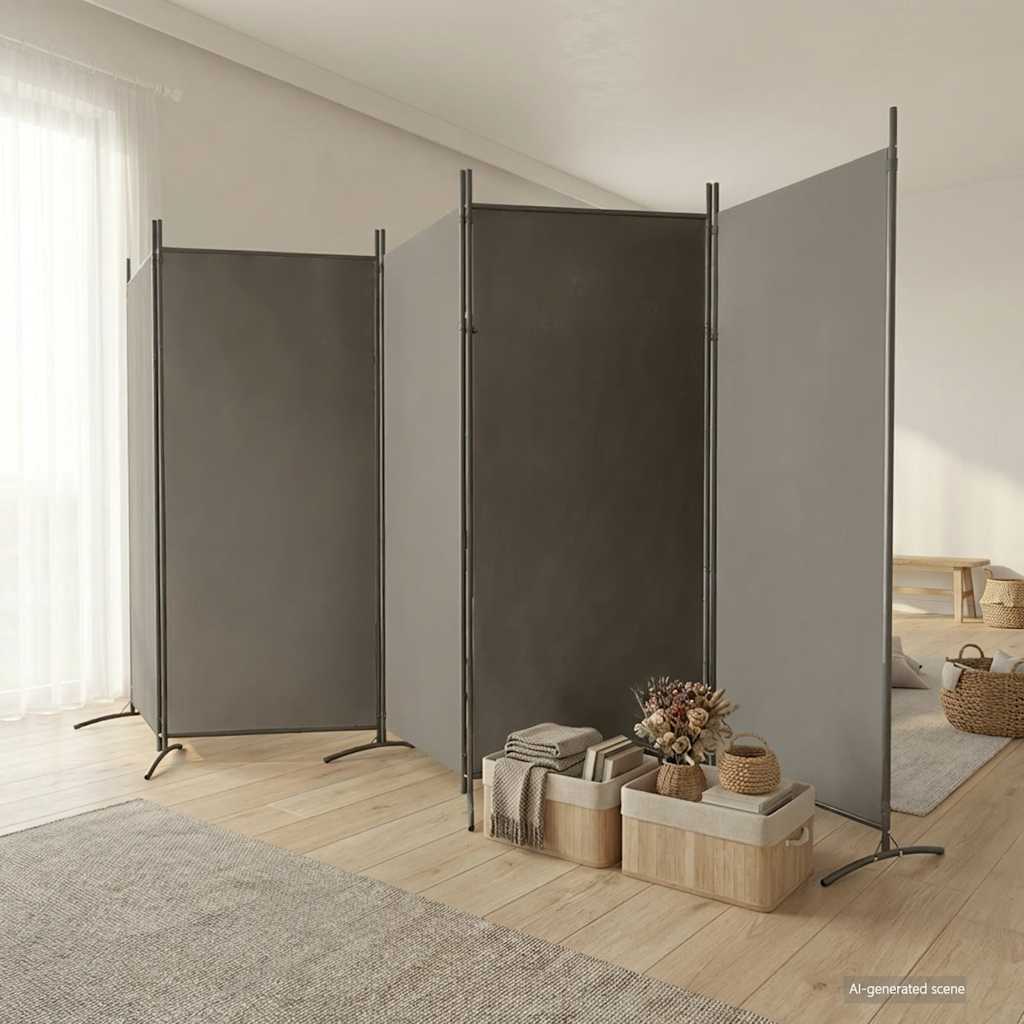 Parawan 5-panelowy, antracytowy, 433x180 cm, tkanina vidaXL