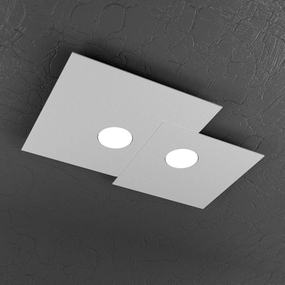 Lampa sufitowa kwadratowa Toplight 2-punktowa Plate z oprawką GX53, struktura antracytowa, nowoczesny design 50x35x3cm