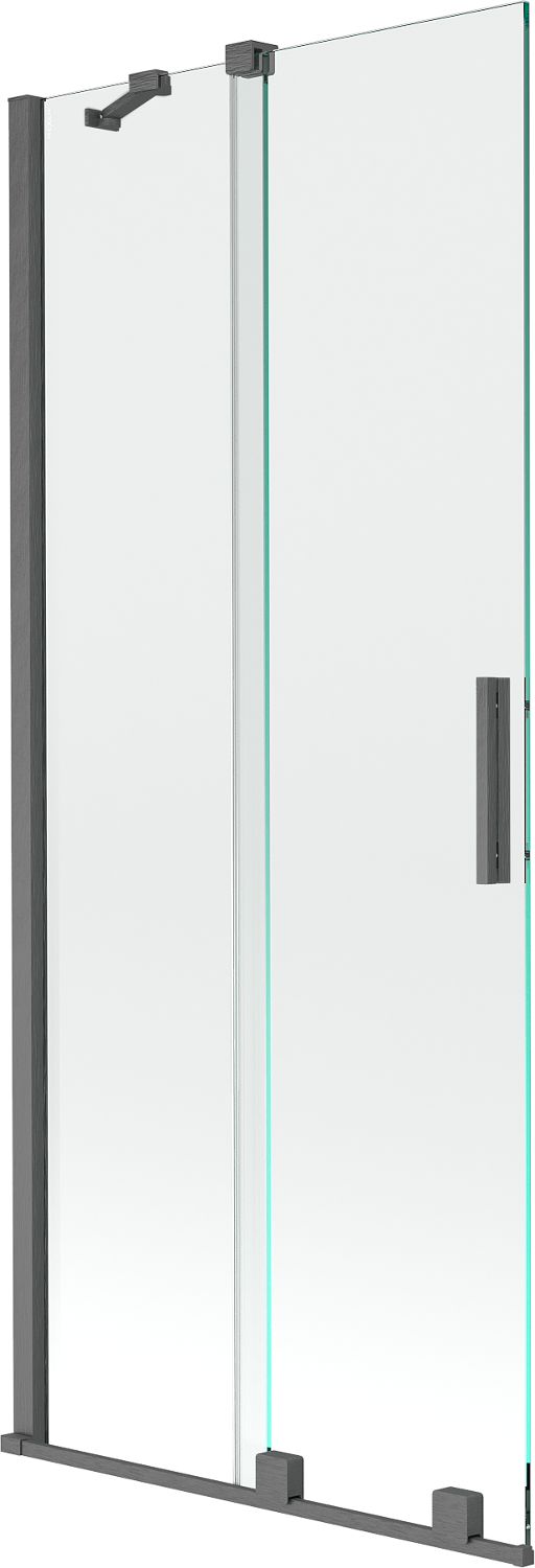 Mexen Velar parawan nawannowy 2-skrzydłowy rozsuwany 85 x 150 cm, transparent, gun gray szczotkowany - 896-085-000-01-66