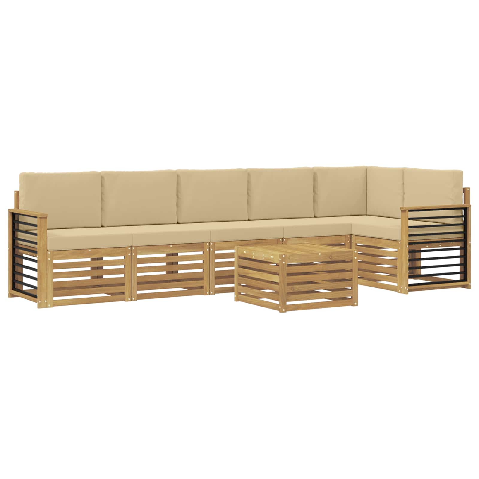 Zestaw sof na zewnątrz 7 pcs Biały i Beżowy 59 x 59 x 37 cm