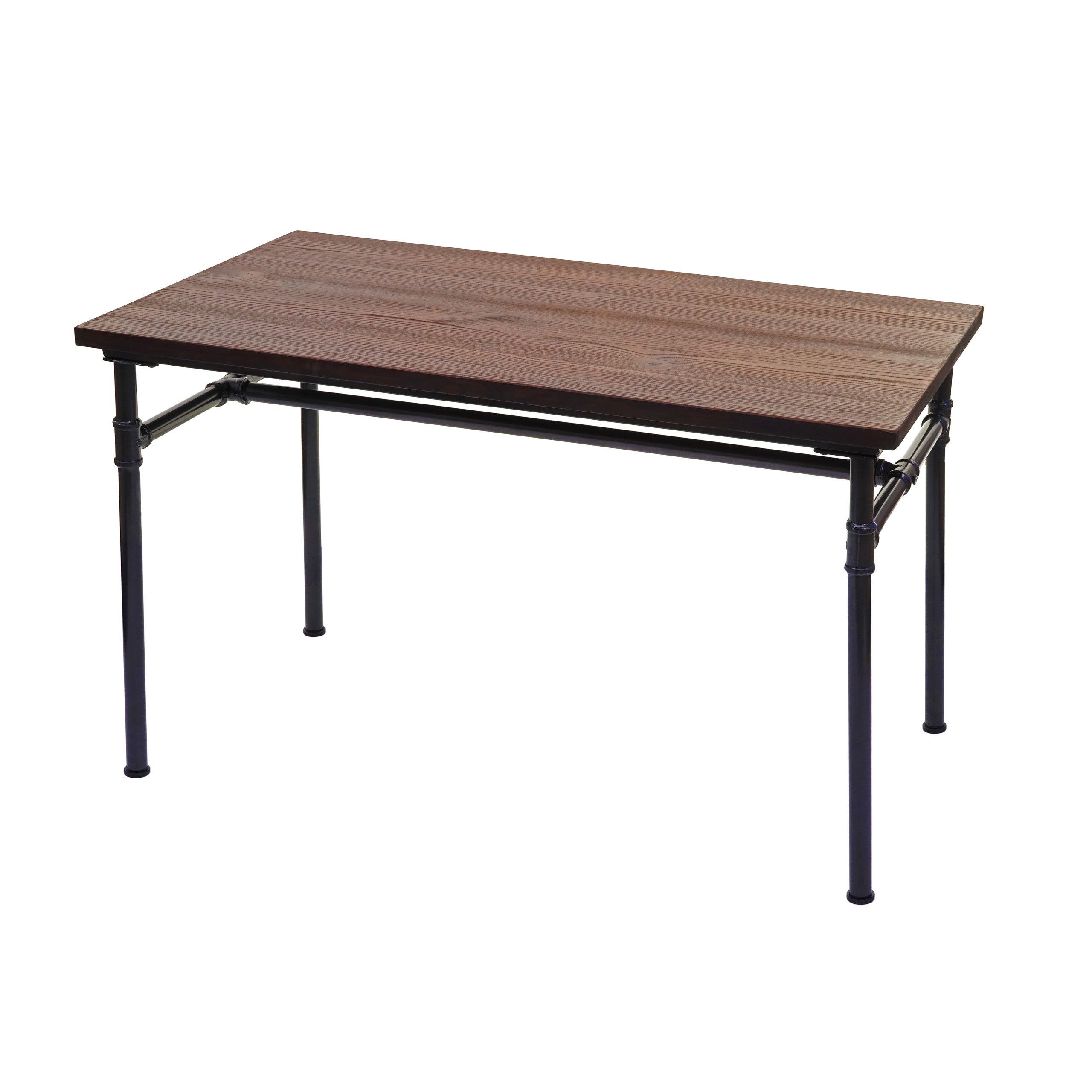 Stół jadalniany HWC-H10b, stół bistro, metal wiąz drewno gastronomia przemysłowa MVG czarno-brązowy 120x70cm