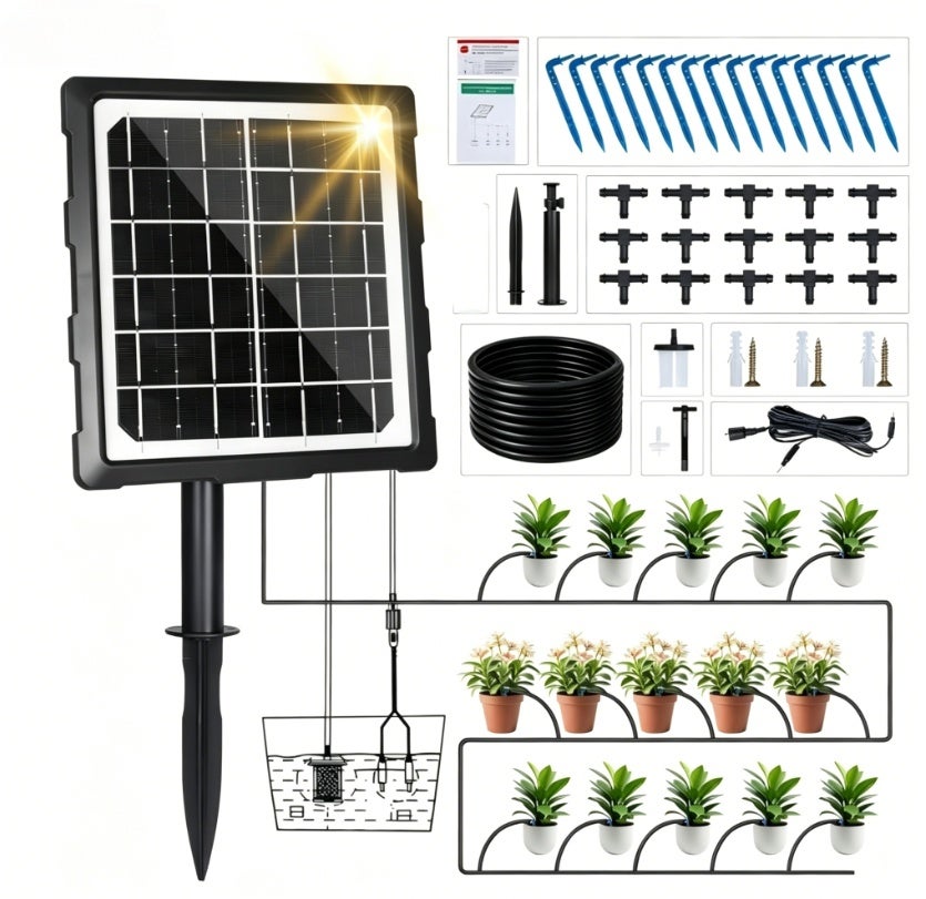 15-metrowy system nawadniania kropelkowego Solar Drip — automatyczny zestaw do nawadniania 15 doniczek — Solar Plant Watering