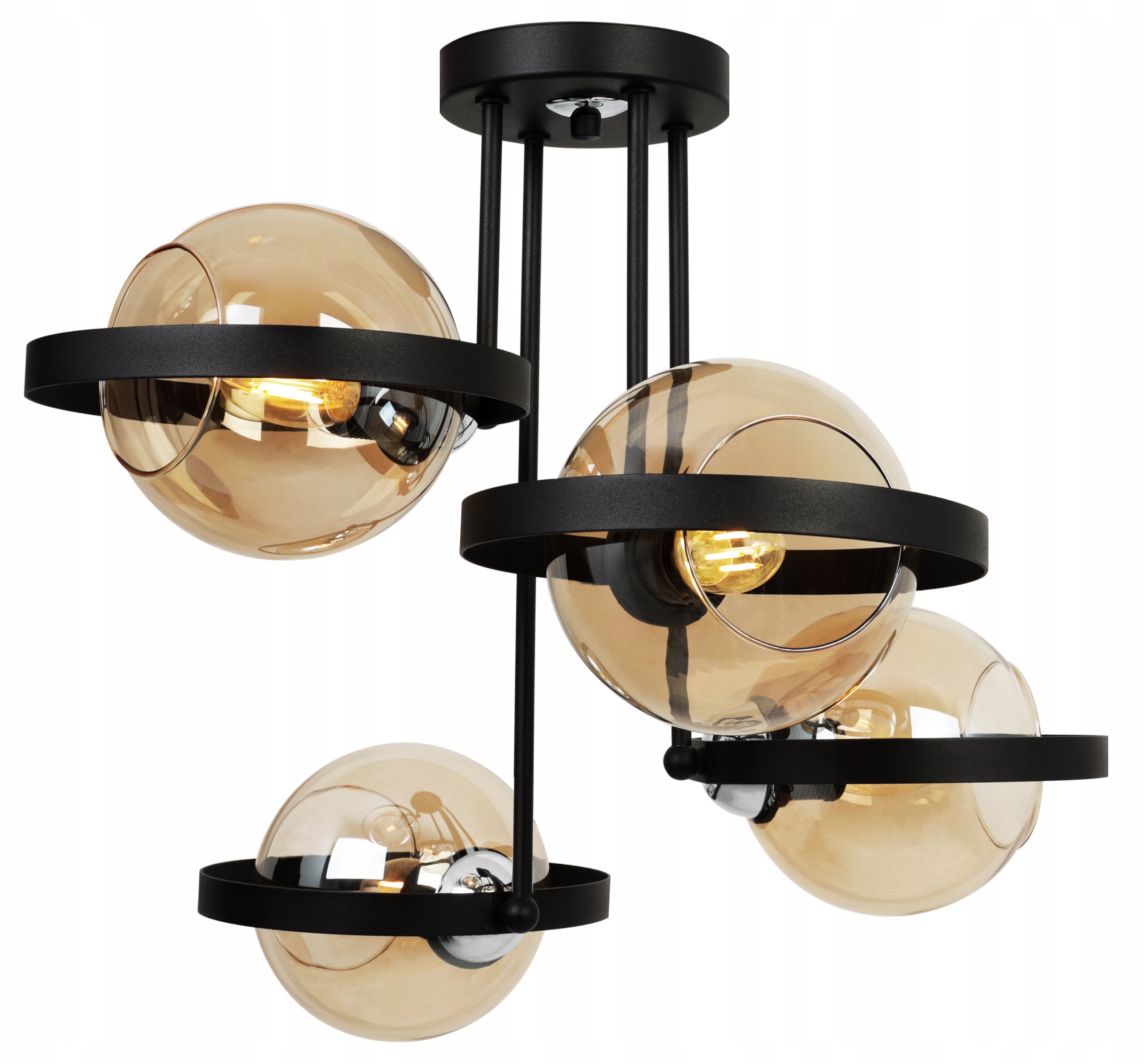 Lampa sufitowa wisząca Light Home LH Ring Haga 4x E27 abażur kula miedziany nowoczesna