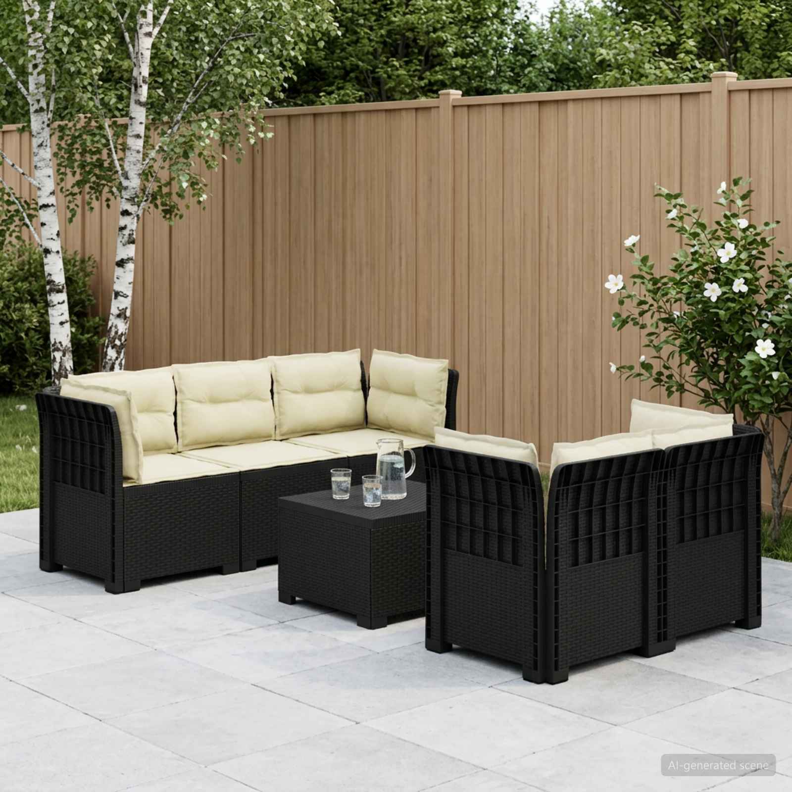5-osobowa sofa ogrodowa z poduszkami w stylu rattanowym PP vidaXL