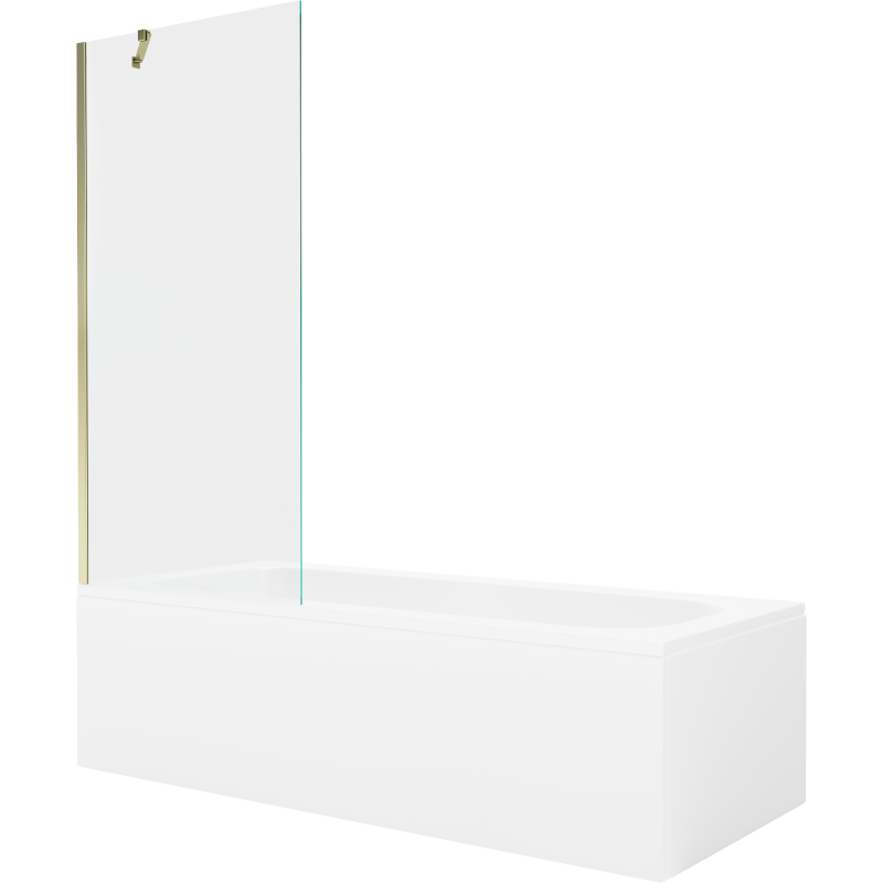 Mexen Vega wanna prostokątna 150 x 70 cm z obudową i parawanem 1-skrzydłowym 80 cm, transparent, złoty - 550115070X9508000050